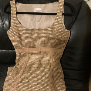 RED VALENTINO neutral gold tweed mini dress